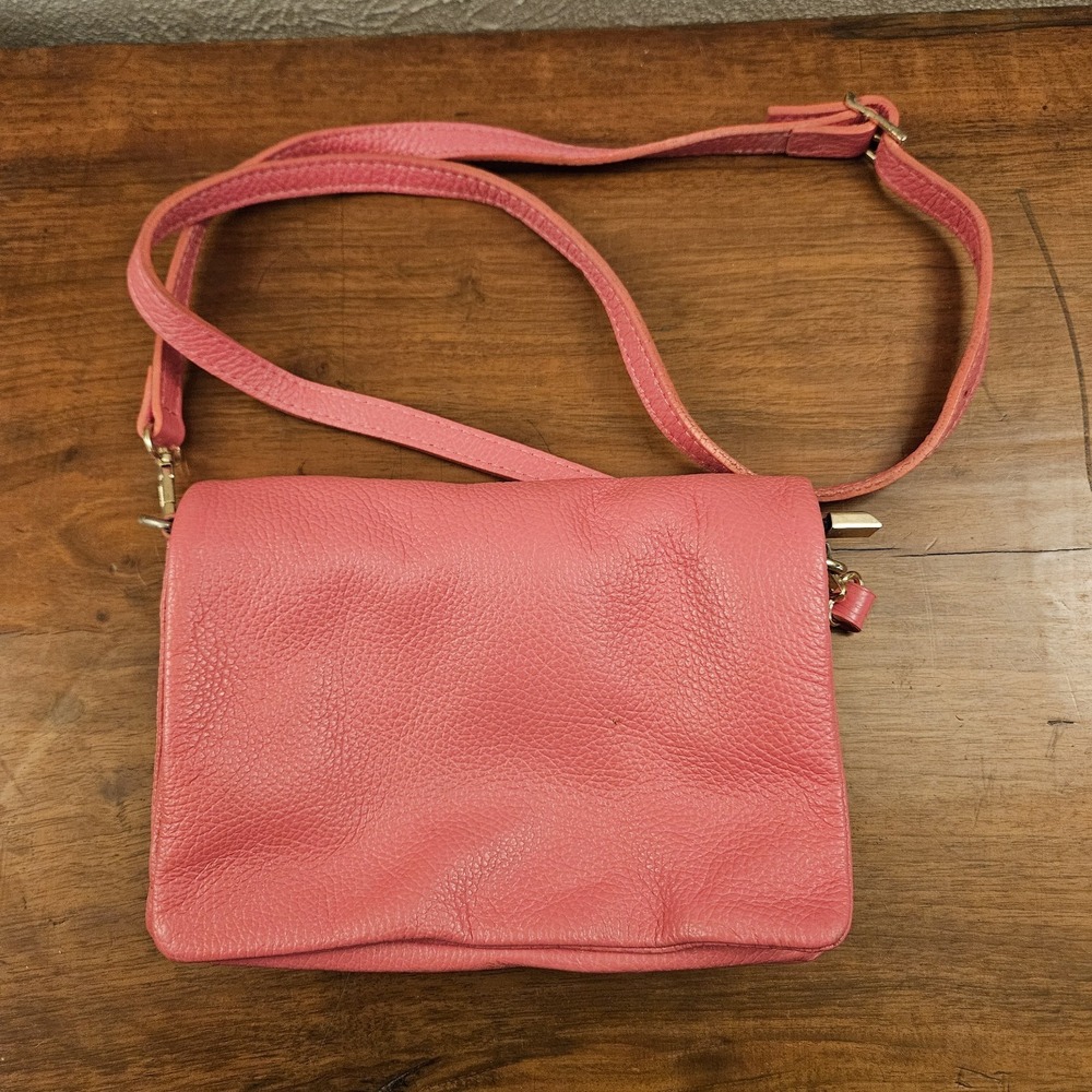 Divina Firenze Genuine Leather Pink CrossBody Shoulder Bag Handbag Made In Italy